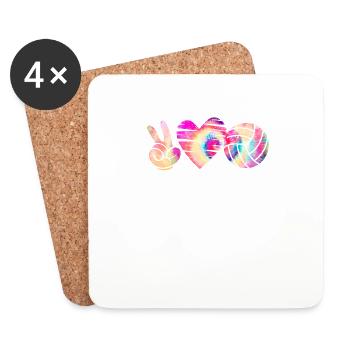 Peace Love Water Polo Funny Water Polo Pool - Coasters (set of 4) - white - Front