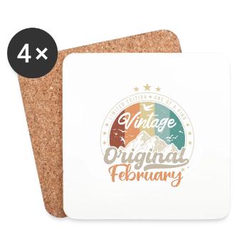 Né en Février Cadeau D'anniversaire - Dessous de verre (lot de 4) - blanc - Devant