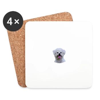 Vorsicht vor dem Herrchen - Bichon Frisé harmlos - Untersetzer (4er-Set) - Weiß - Vorne