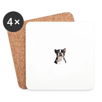 Vorsicht vor dem Herrchen - Boston Terrier - Untersetzer (4er-Set) - Weiß - Vorne