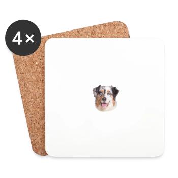 Vorsicht vor dem Herrchen - Australian Shepherd - Untersetzer (4er-Set) - Weiß - Vorne