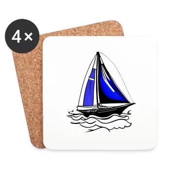 Sailing Ship Sailing Sailing Sailing Sailing Sailboat - Coasters (set of 4) - white - Front