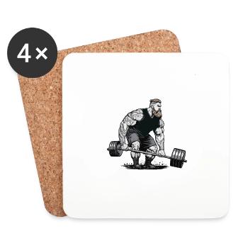 Wikinger Sport Fan Bodybuilding Fitness Wikinger - Untersetzer (4er-Set) - Weiß - Vorne