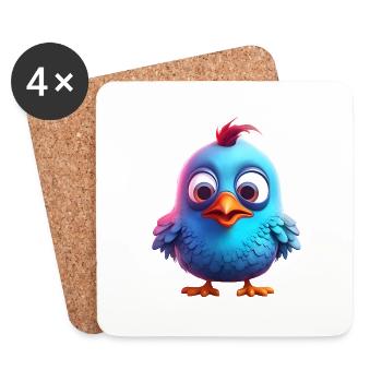 Mignon bébé oiseau - Dessous de verre (lot de 4) - blanc - Devant