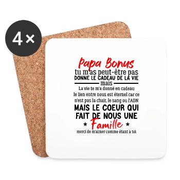 Papa bonus TU NE M’AS PEUT-ÊTRE PAS DONNE LE CADEA - Dessous de verre (lot de 4) - blanc - Devant