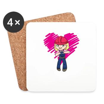 Excavatrice Ouvrier de chantier Fille I Cadeau - Dessous de verre (lot de 4) - blanc - Devant