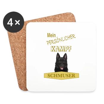 Persönlicher Kampfschmuser - Schipperke - Untersetzer (4er-Set) - Weiß - Vorne