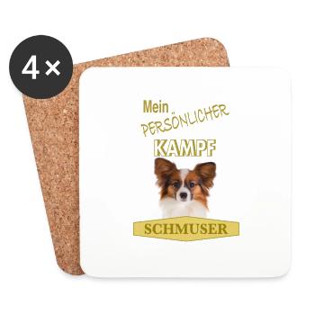 Persönlicher Kampfschmuser - Papillon - Untersetzer (4er-Set) - Weiß - Vorne