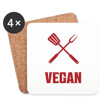 World's Worst Vegan Smoker BBQ Grilling - Untersetzer (4er-Set) - Weiß - Vorne