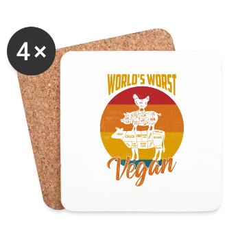World's Worst Vegan Grilling BBQ Smoker - Untersetzer (4er-Set) - Weiß - Vorne