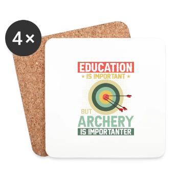 Education Is Important But Archery Is Importanter - Untersetzer (4er-Set) - Weiß - Vorne