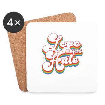 Liebe besiegt Hass - Pride Month LGBTQ - Untersetzer (4er-Set) - Weiß - Vorne