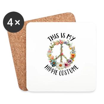 Hippie Peace Zeichen Frieden Blumen Blumenkind - Untersetzer (4er-Set) - Weiß - Vorne
