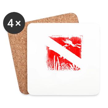 Scuba Dive Flag Tieftauchen Divemaster Tauchlehrer - Untersetzer (4er-Set) - Weiß - Vorne