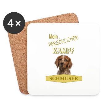 Mein Persönlicher Kampfschmuser - Epagneul Breton - Untersetzer (4er-Set) - Weiß - Vorne