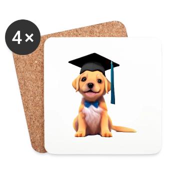 Études: Chiens, Bachelor, Labrador, Certificat de fin d’études - Dessous de verre (lot de 4) - blanc - Devant