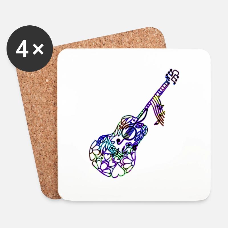 Gitarre - Untersetzer (4er-Set) - Weiß