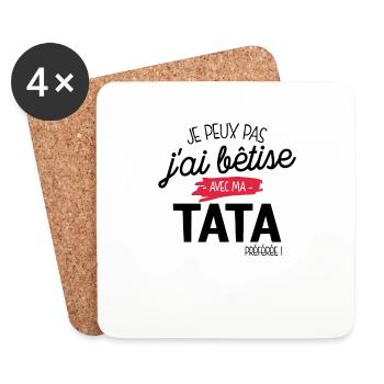 Je peux pas j'ai bêtise avec ma tata préféré - Dessous de verre (lot de 4) - blanc - Devant