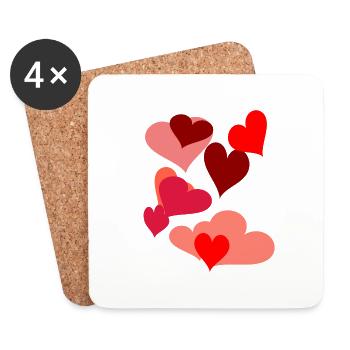 Symbol Herzen Herz Romantik Liebe herzlich - Untersetzer (4er-Set) - Weiß - Vorne