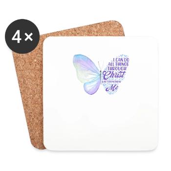 Philippians 4 13 Christian Bible Scripture Verse - Coasters (set of 4) - white - Front