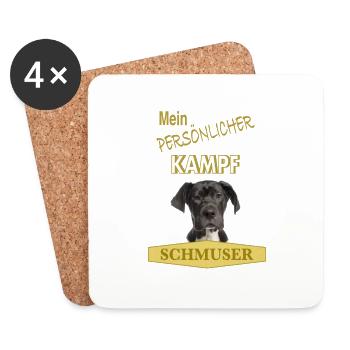 Mein persönlicher Kampfschmuser - Deutsche Dogge - Untersetzer (4er-Set) - Weiß - Vorne