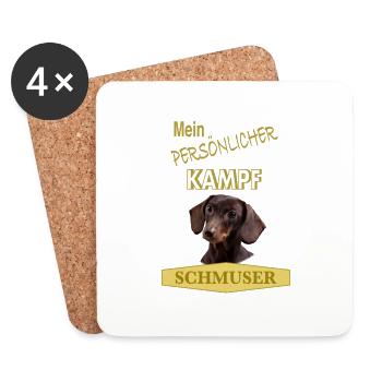 Mein persönlicher Kampfschmuser - Dackel - Untersetzer (4er-Set) - Weiß - Vorne