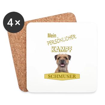 Persönlicher Kampfschmuser - Border Terrier - Untersetzer (4er-Set) - Weiß - Vorne