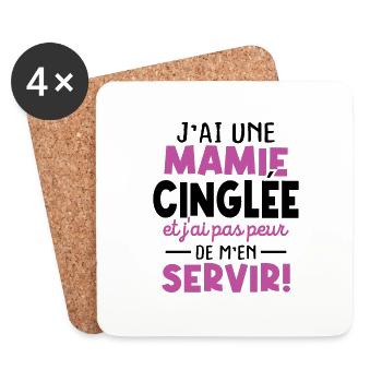J'ai une mamie cinglée et je peux m'en servir - Dessous de verre (lot de 4) - blanc - Devant