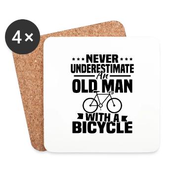 Unterschätzen Sie niemals einen alten Mann mit einem Fahrrad... - Untersetzer (4er-Set) - Weiß - Vorne