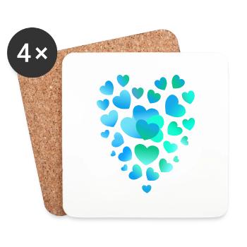 blue hearts, many hearts - Coasters (set of 4) - white - Front