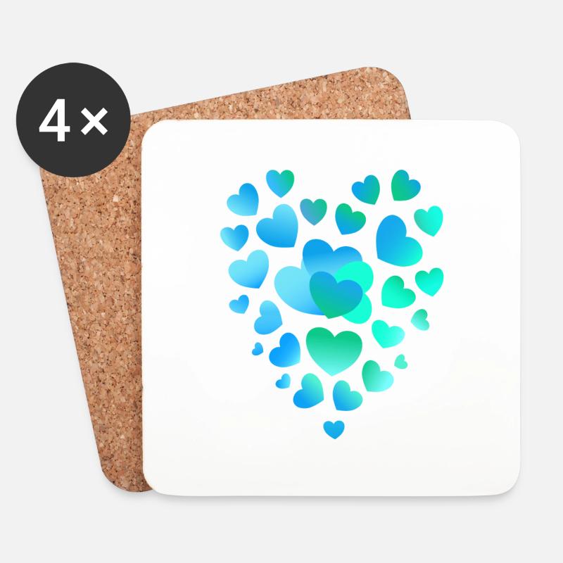 blaue Herzen viele Herzen - Untersetzer (4er-Set) - Weiß