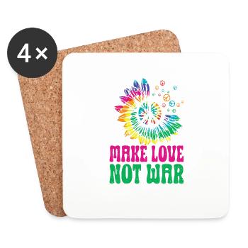 Hippie Peace Sign Peace Flowers Flower Child - Dessous de verre (lot de 4) - blanc - Devant