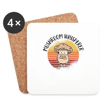 Cueilleur de champignons chasseur de champignons amateur de champignons champignons ferme - Dessous de verre (lot de 4) - blanc - Devant