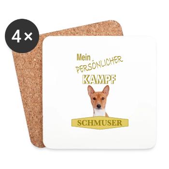 Mein persönlicher Kampfschmuser - Basenji - Untersetzer (4er-Set) - Weiß - Vorne