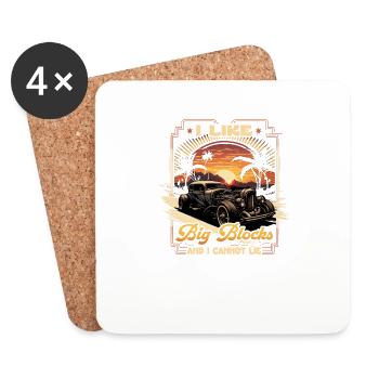 Hot Rod, I Like Big Blocks, Retro Vintage V8 Rat - Coasters (set of 4) - white - Front