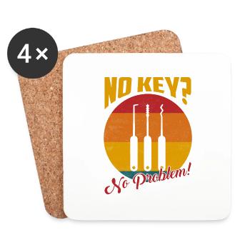 No Key? No Problem! Locksmith Lockpicker - Untersetzer (4er-Set) - Weiß - Vorne
