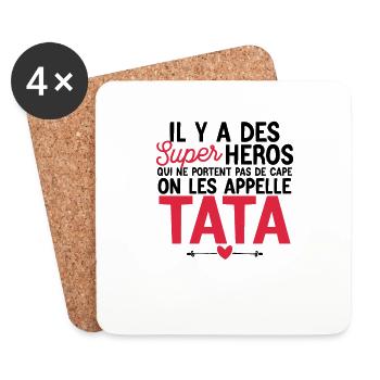 Super-héros Sans Cape - Les Tatas - Dessous de verre (lot de 4) - blanc - Devant