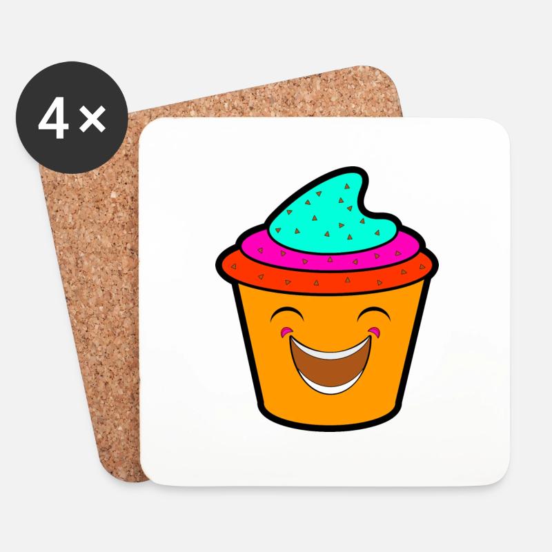Happy Cupcake - Coasters (set of 4) - white