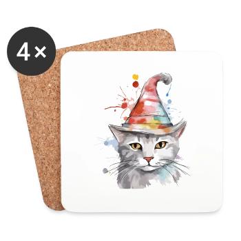 Blook le chat au chapeau - Dessous de verre (lot de 4) - blanc - Devant