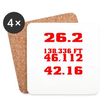 26.2 miles 138,336 ft 46,112 yards 42.16 km - Coasters (set of 4) - white - Front