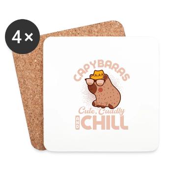 Capybaras Cute, Cuddly, and Chill Capibara Owner R - Coasters (set of 4) - white - Front