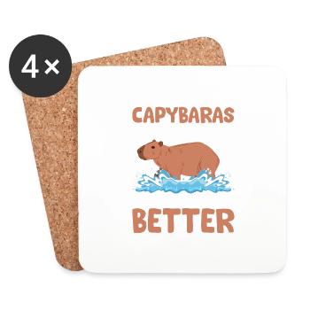 Capybaras Make Everything Better Capibara Owner Ro - Untersetzer (4er-Set) - Weiß - Vorne