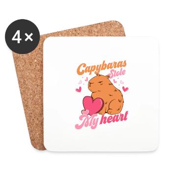 Capybaras Stole My Heart Capybara Animal Lover - Coasters (set of 4) - white - Front
