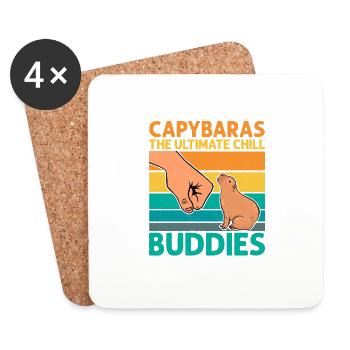 Capybaras The Ultimate Chill Buddies Capybara Rode - Untersetzer (4er-Set) - Weiß - Vorne