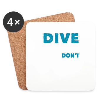 Dive Hair Don’t Care Funny Diver Underwater - Dessous de verre (lot de 4) - blanc - Devant