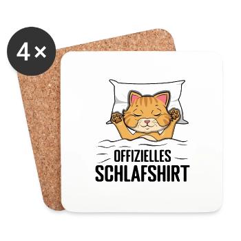 Mein Offizielles Schlafshirt Faulenzer - Untersetzer (4er-Set) - Weiß - Vorne