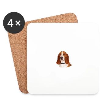 Beware of the master, harmless Basset Hound - Coasters (set of 4) - white - Front