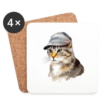 Miki le chat au chapeau - Dessous de verre (lot de 4) - blanc - Devant