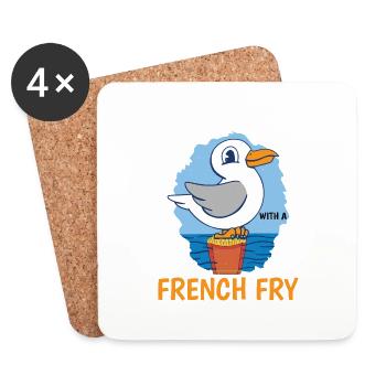 Happy As A Seagull With A French Fry 3 - Untersetzer (4er-Set) - Weiß - Vorne