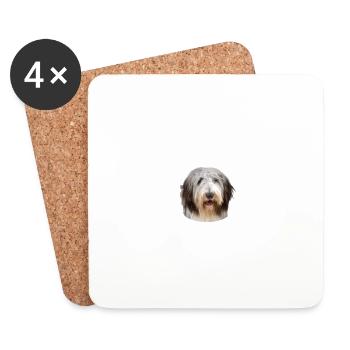 Beware of the master, harmless Bearded Collie - Coasters (set of 4) - white - Front